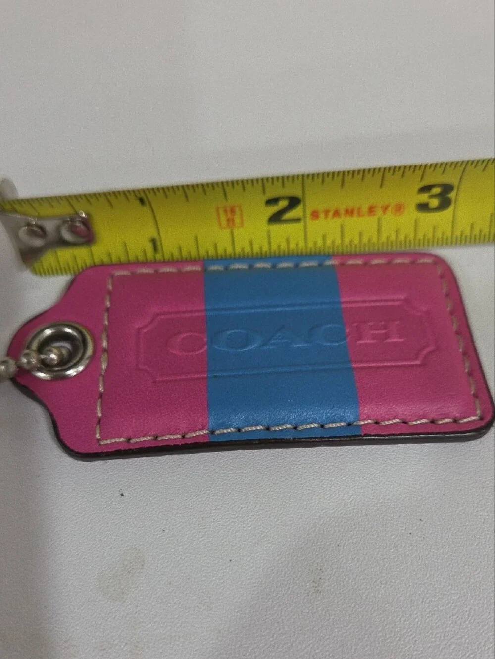 COACH Pink and Blue Leather Hang Tag Rare